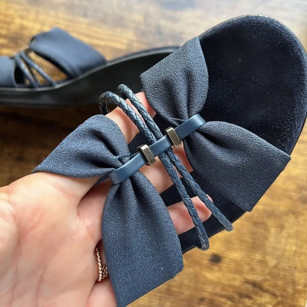 Kim Rogers Annabelle Navy Fabric Strappy Wedge Sandal